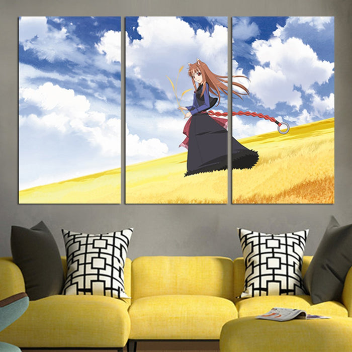 Spice And Wolf Holo In The Meadow Wall Art Canvas