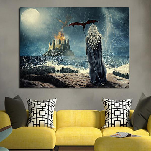 1 Panel Daenerys Targaryen And Sea Storm Wall Art Canvas