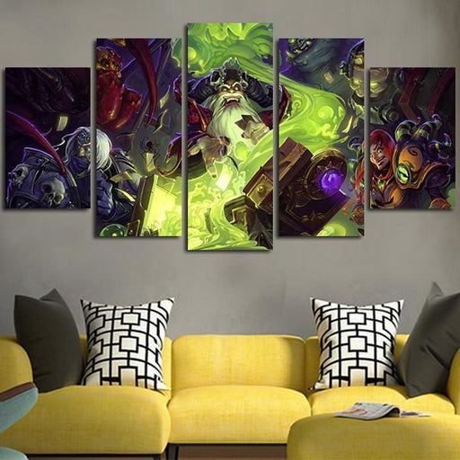 5 Panel  Hearthstone Heroes Of Warcraft Background Wall Art Canvas