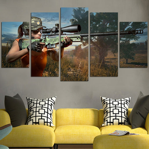 PUBG Female Character With A Sniper Rifles Wall Art Canvas