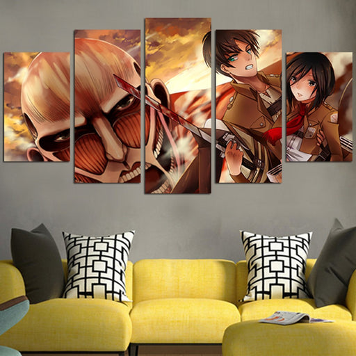 Colossal Titan Eren And Mikasa Wall Art Canvas