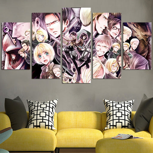 Face Of Characters In Attack On Titan Wall Art Canvas