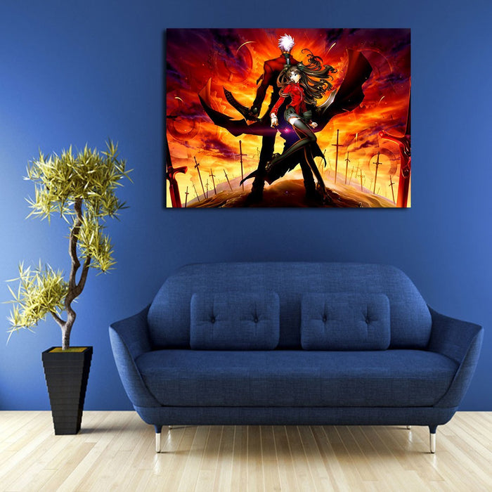 Fate Stay Night Rin With Archer Wall Art Canvas