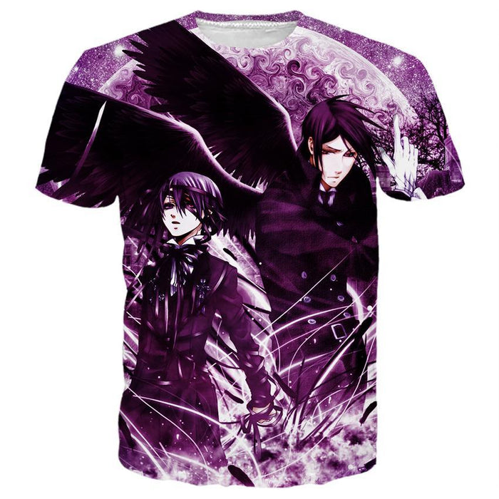 Ciel and Sebastian Purple Black Butler Shirts