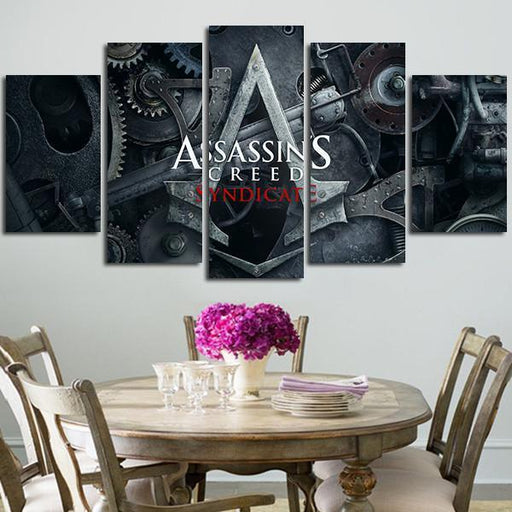 5 Panel Assassin's Creed Syndicate Logo Wall Art Canvas