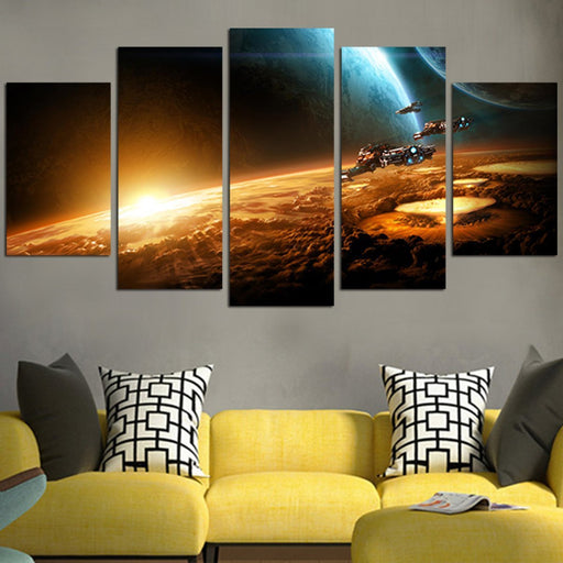 Starcraft Planet Sun Earth Space Wall Art Canvas