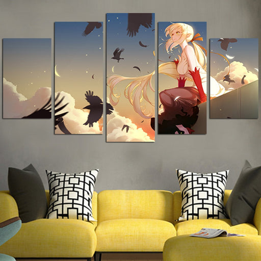 Oshino Shinobu Bakemonogatari Blonde Crows Sitting Wall Art Canvas