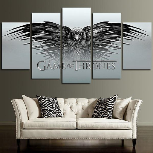 5 Panel Game Of Thrones Bird Crow Wall Art Canvas