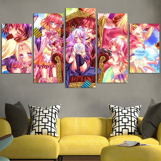No Game And No Life Sora With Girl Friends Wall Art Canvas