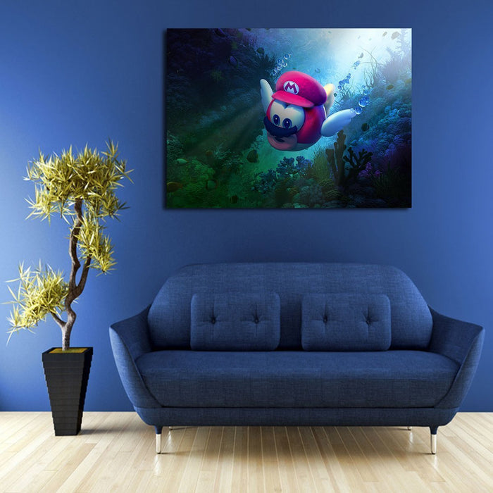 Super Mario Odyssey Underwater Wall Art Canvas