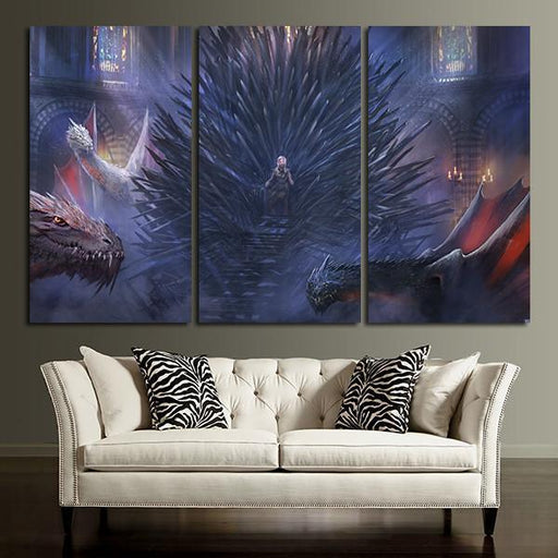 3 Panel Throne Of Iron And Dragons Wall Art Canvas