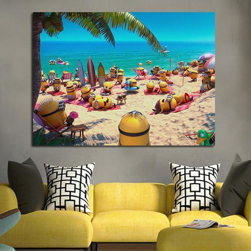 1 Panel Minions In The Beaches Wall Art Canvas