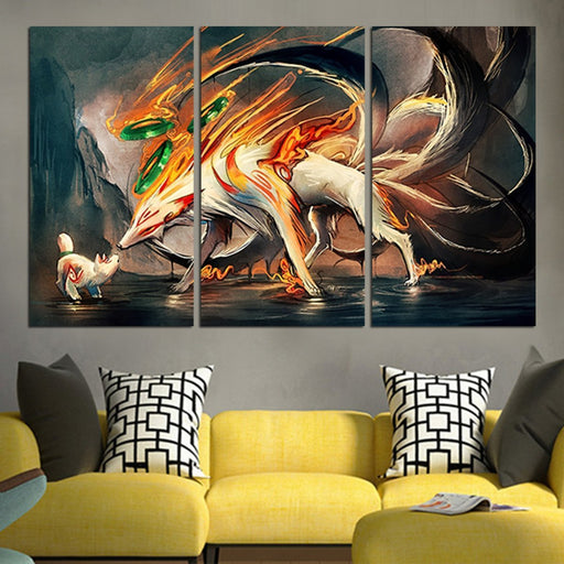 Okami HD Amaterasu Nine Tailed Fox Wall Art Canvas