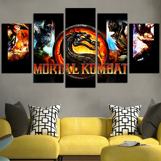 Mortal Kombat Logo And Characters Wall Art Canvas