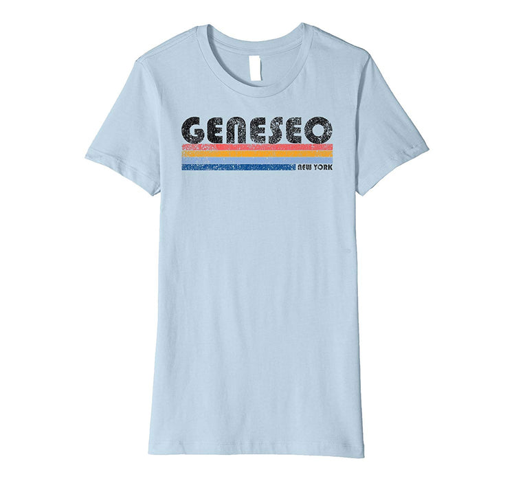 Great Vintage 1980s Style Geneseo Ny Women's T-Shirt Baby Blue