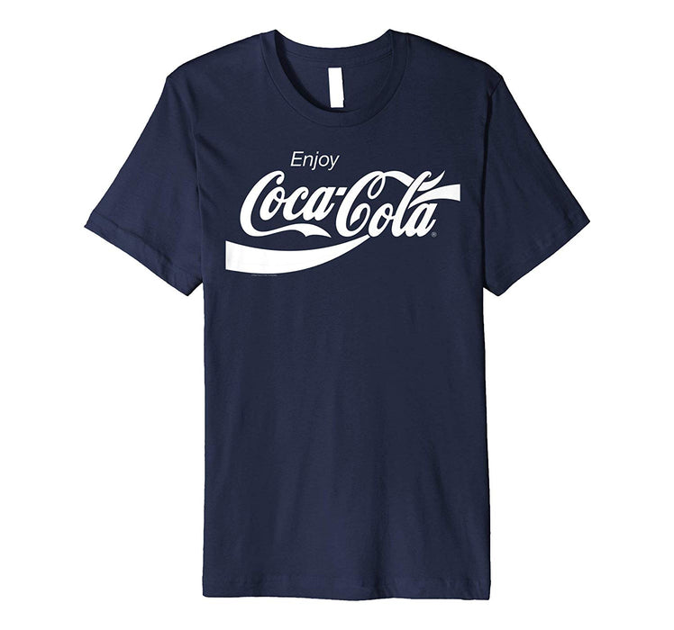Hotest Coca Cola Retro White Enjoy Logo Premium Graphic Men's T-Shirt Navy