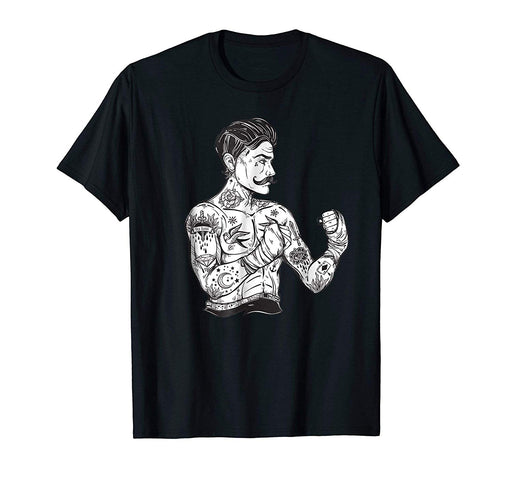 Adorable Vintage Boxing Champion Tattoo Boho Ink Fighter Tee Men's T-Shirt Black