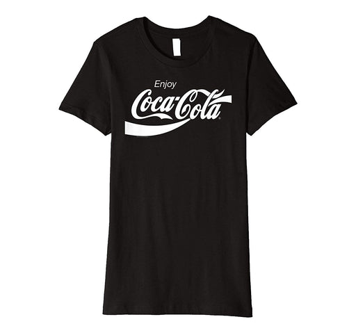 Hotest Coca Cola Retro White Enjoy Logo Premium Graphic Women's T-Shirt Black