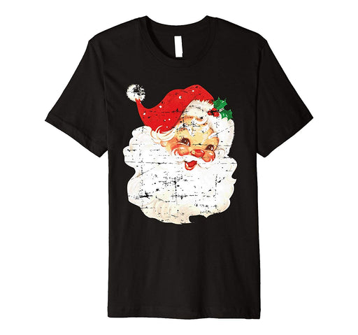 Cute Distressed Vintage Santa Claus Jolly Old Saint Nick Men's T-Shirt Black