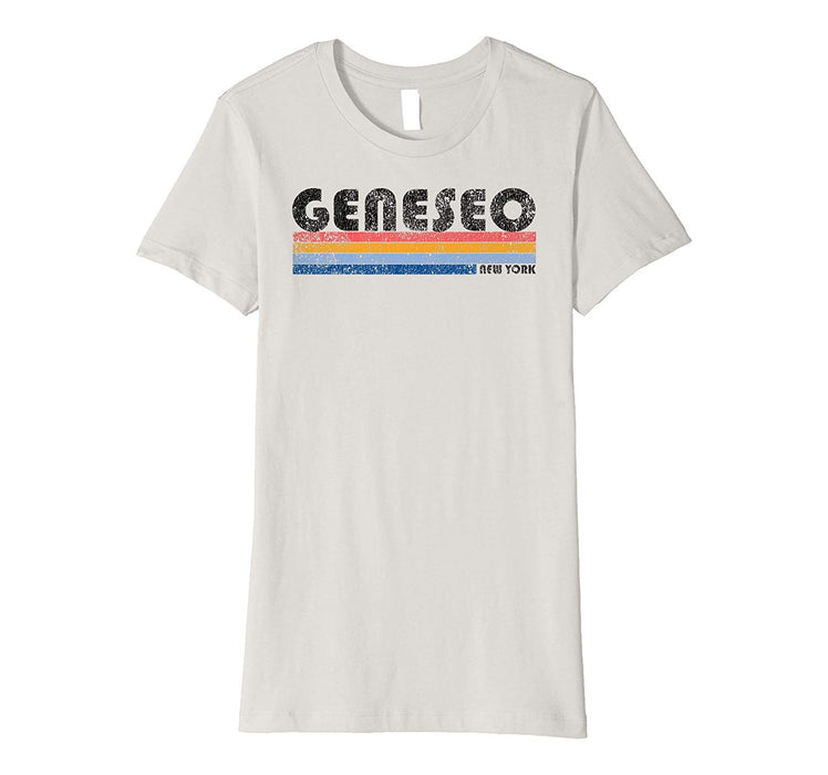 Great Vintage 1980s Style Geneseo Ny Women's T-Shirt Silver