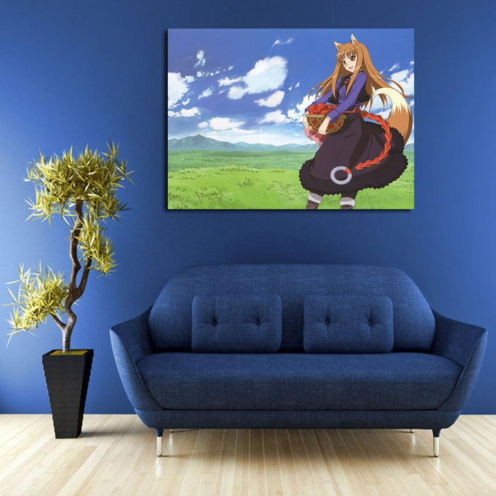 Spice And Wolf Holo Beautiful In The Meadow Wall Art Canvas