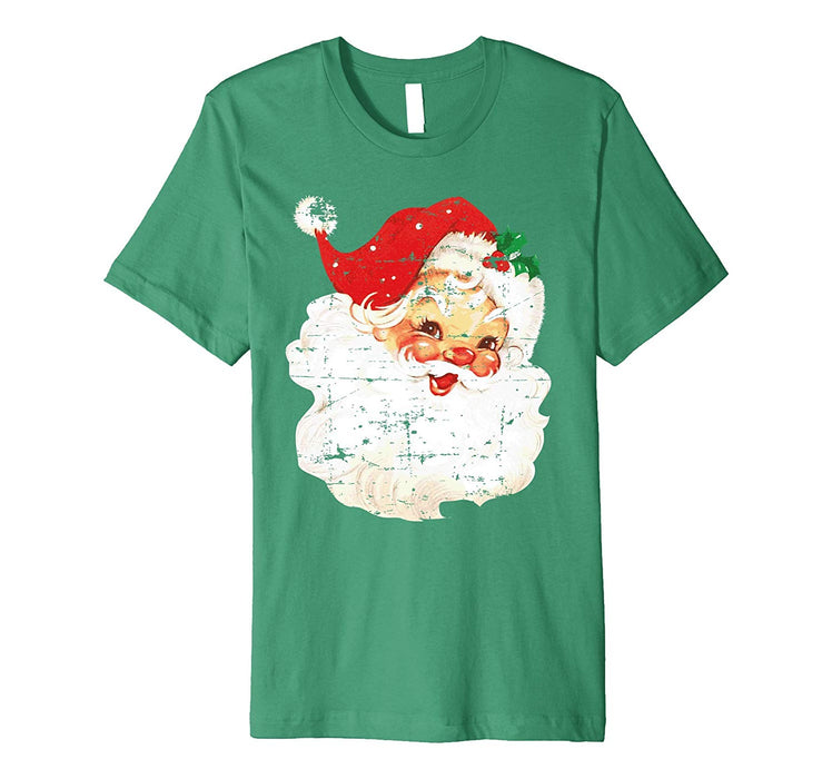 Cute Distressed Vintage Santa Claus Jolly Old Saint Nick Men's T-Shirt Kelly Green