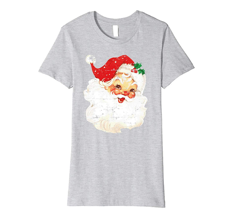 Cute Distressed Vintage Santa Claus Jolly Old Saint Nick Women's T-Shirt Heather Grey