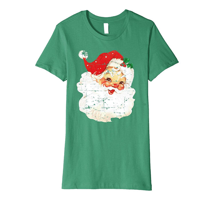Cute Distressed Vintage Santa Claus Jolly Old Saint Nick Women's T-Shirt Kelly Green