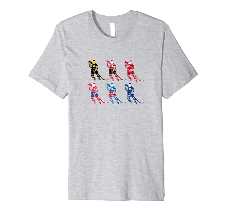 Cool Original 6 Hockey Teams Table Hockey Fan Vintage Men's T-Shirt Heather Grey