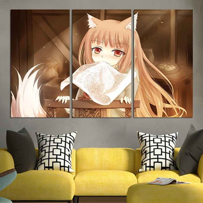 Spice And Wolf Holo Cute Wall Art Canvas