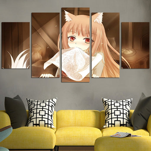 Spice And Wolf Holo Cute Wall Art Canvas