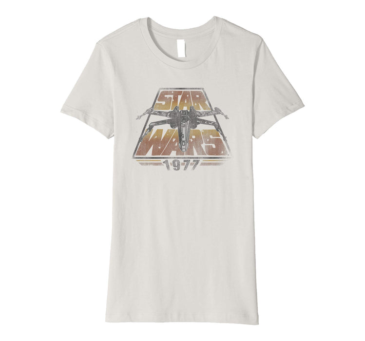 Great Star Wars X Wing 1977 Vintage Retro Premium Graphic Women's T-Shirt Silver