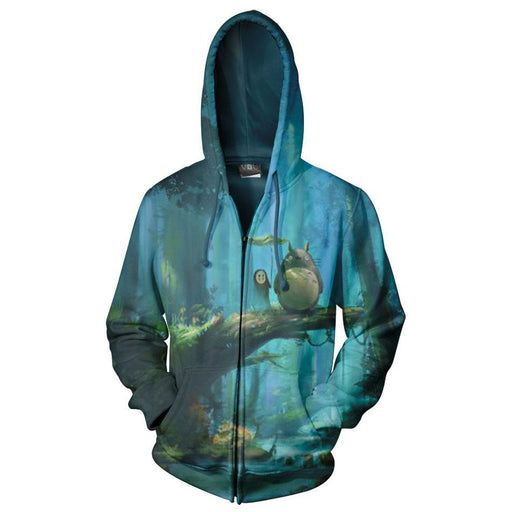 Totoro And No Face Zip Up Hoodie
