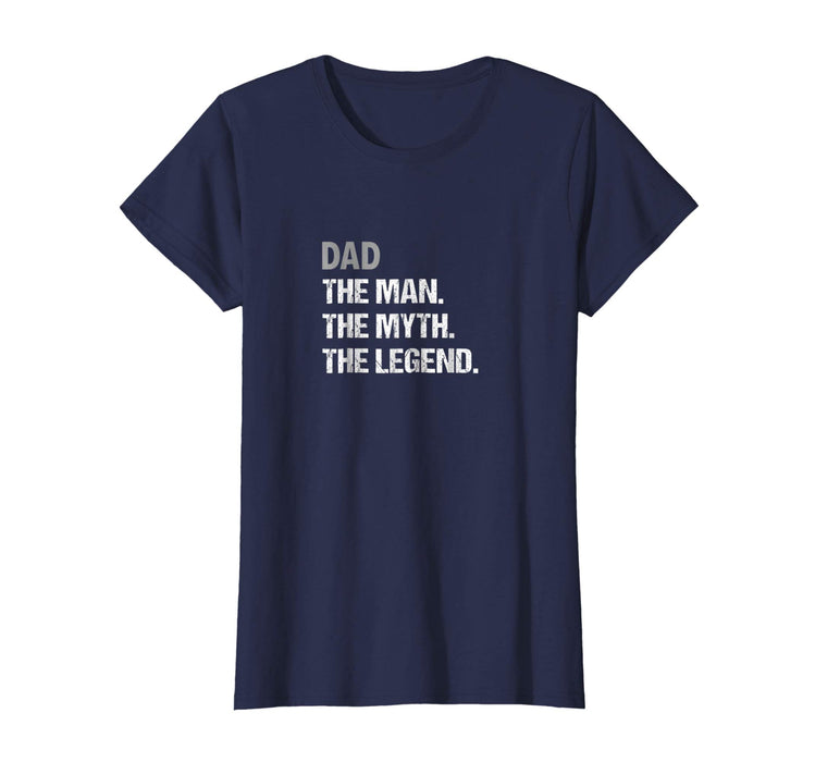 Hot Retro Vintage The Man Myth Legend Fathers Day Women's T-Shirt Navy