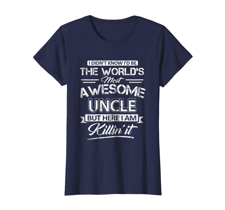 Beautiful World's Most Awesome Uncle Vintage Funny Uncle Women's T-Shirt Navy