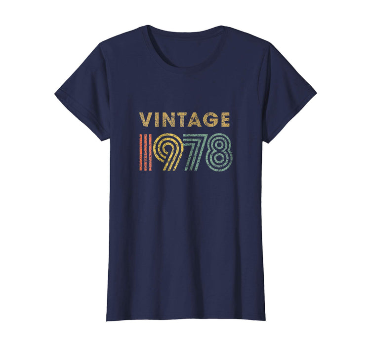 Funny Vintage Born In 1978 Retro 40th Birthday Gift Women's T-Shirt Navy