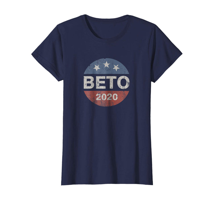 Funny Beto 2020 Vintage Button Beto O'rourke Women's T-Shirt Navy