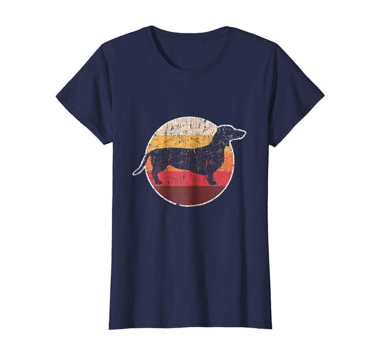 Funny Vintage Retro Dachshund Weiner Dog Mother Dad Gift Women's T-Shirt Navy