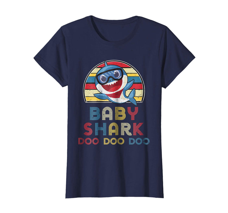 Cute Retro Vintage Baby Sharks Gift For Kids Boys Women's T-Shirt Navy