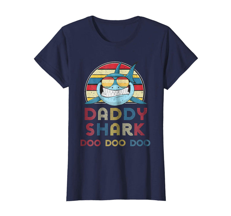 Adorable Retro Vintage Daddy Sharks Gift For Father Women's T-Shirt Navy