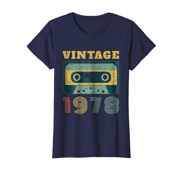 Funny 40th Birthday Gift Vintage 1978 Year Old Mixtape Women's T-Shirt Navy