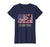Funny Lacrosse American Flag Usa Flag Fan Vintage Retro Women's T-Shirt Navy