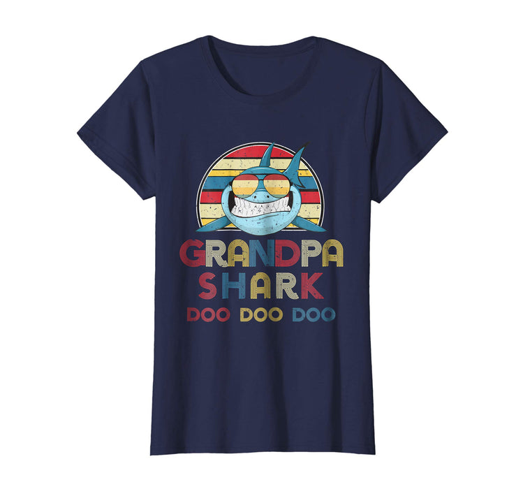 Hotest Retro Vintage Grandpa Sharks Gift For Mens Women's T-Shirt Navy