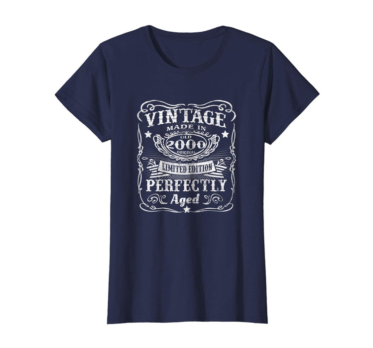 Hot Vintage 2000 Perfectly 18th Birthday 18 Years Old Women's T-Shirt Navy