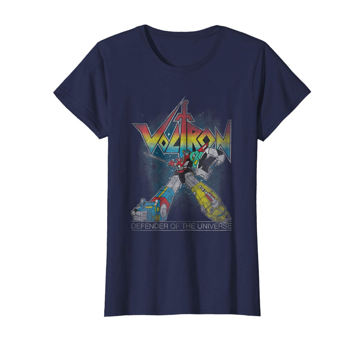 Beautiful Voltron Retro Defender Rainbow Graphic Women's T-Shirt Navy