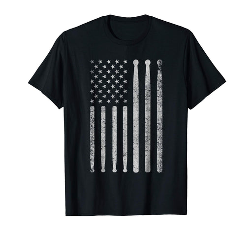 Wonderful Vintage Drum Drummer Usa American Flag Tee Gift Men's T-Shirt Black