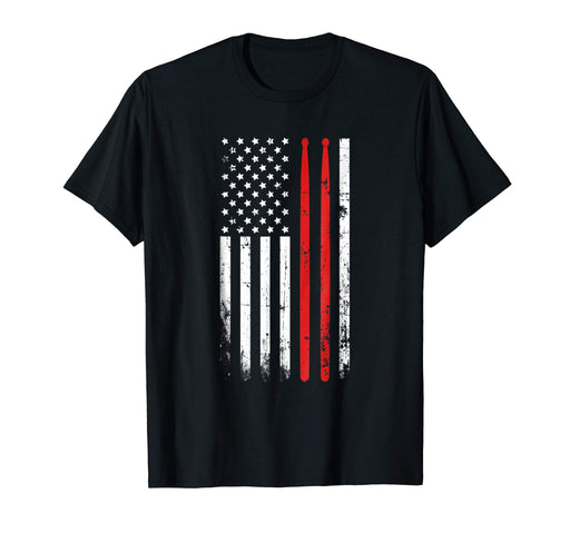 Wonderful Drum Sticks On A Vintage American Flag For Drummers Men's T-Shirt Black