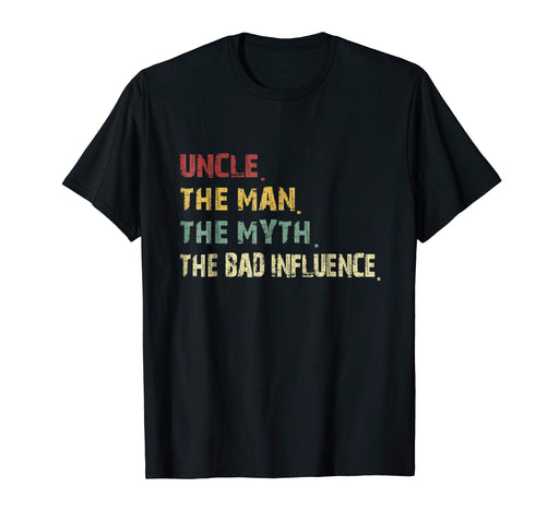 Hotest Uncle The Man The Myth The Bad Influence Retro Vintage Men's T-Shirt Black