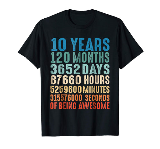 Wonderful 10 Years Old 10th Birthday Vintage Retro 120 Months Men's T-Shirt Black