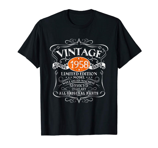 Adorable Vintage 60th Birthday Funny 1958 All Original Parts Men's T-Shirt Black
